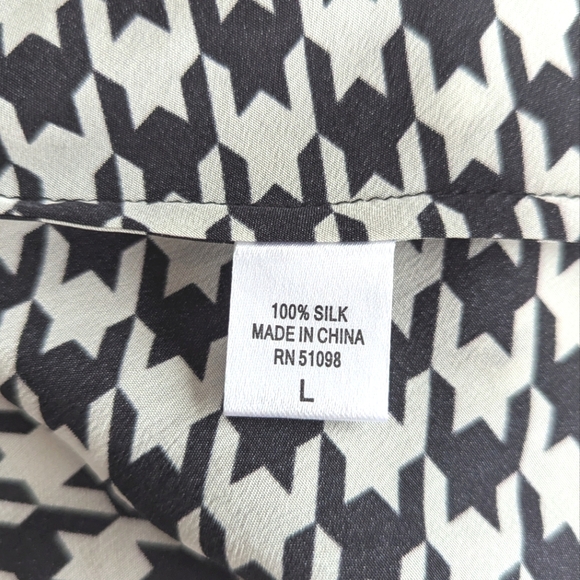 NWT Acrobat Boutique Label Black & White Houndstooth 100% Silk Camisole Top - Picture 6 of 8